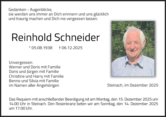 Anzeige von Reinhold Schneider von MGO