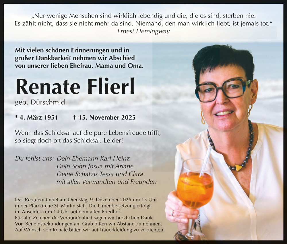  Traueranzeige für Renate Flierl vom 06.12.2025 aus MGO