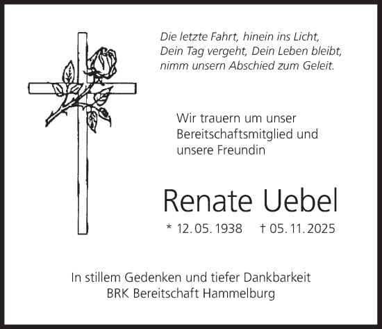 Anzeige von Renate Uebel von MGO