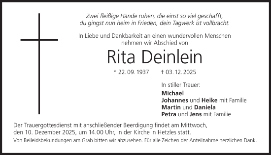 Anzeige von Rita Deinlein von MGO