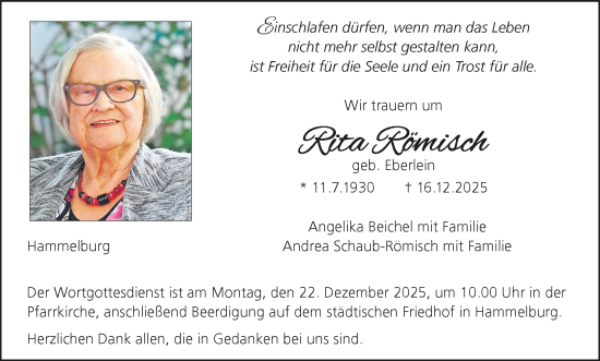 Anzeige von Rita Römisch von MGO