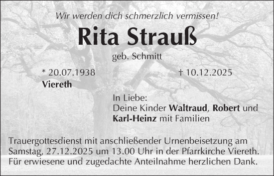 Anzeige von Rita Strauß von MGO