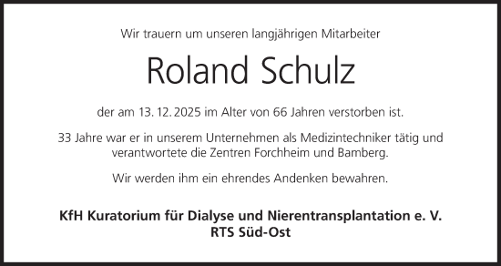 Anzeige von Roland Schulz von MGO