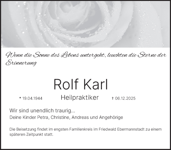 Anzeige von Rolf Karl von MGO