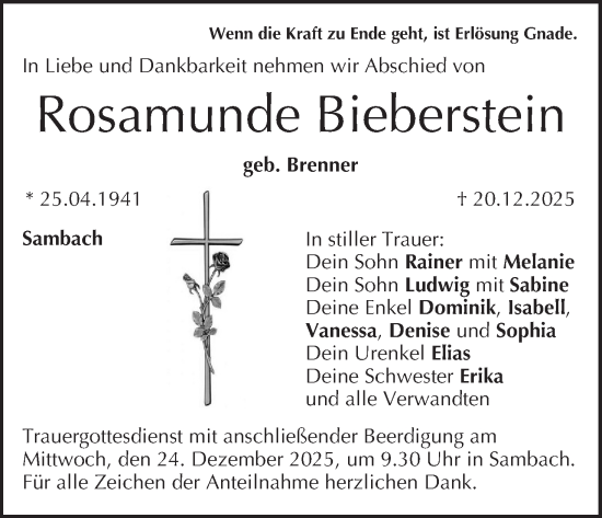 Anzeige von Rosamunde Bieberstein von MGO