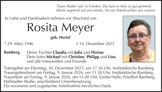 Anzeige von Rosita Meyer von MGO