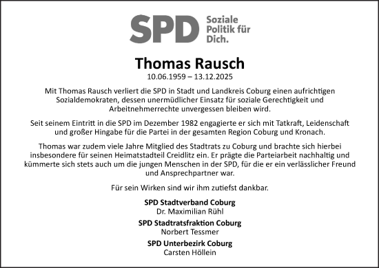 Anzeige von Thomas Rausch von MGO