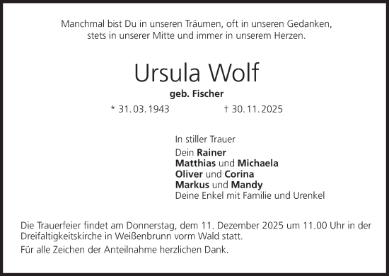 Anzeige von Ursula Wolf von MGO
