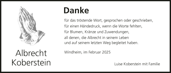 Anzeige von Albrecht Koberstein von MGO