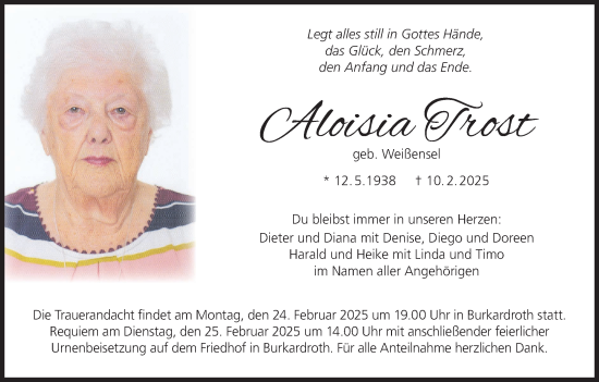 Anzeige von Aloisia Trost von MGO