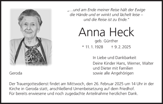 Anzeige von Anna Heck von MGO