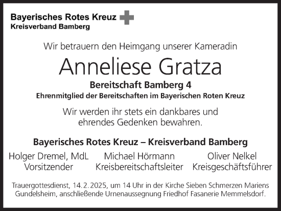 Anzeige von Anneliese Gratza von MGO