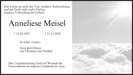 Anzeige von Anneliese Meisel von MGO