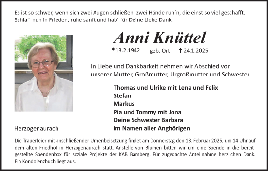 Anzeige von Anni Knüttel von MGO