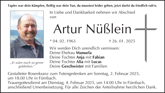 Anzeige von Artur Nüßlein von MGO