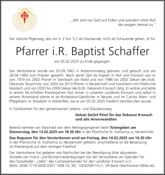 Anzeige von Baptist Schaffer von MGO