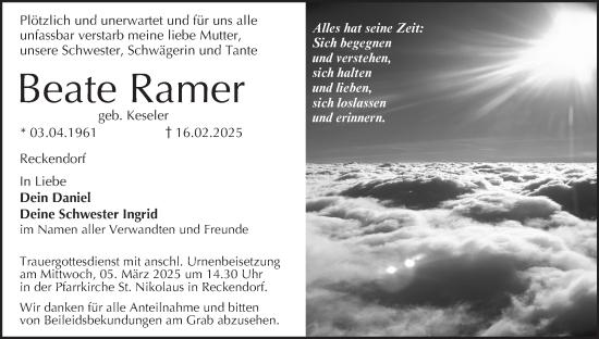 Anzeige von Beate Ramer von MGO