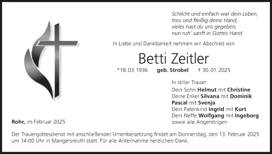 Anzeige von Betti Zeitler von MGO