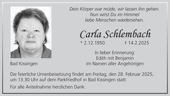 Anzeige von Carla Schlembach von MGO