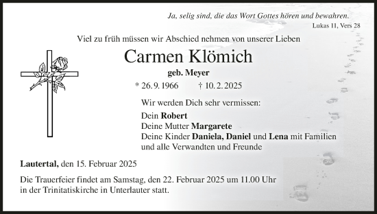 Anzeige von Carmen Klömich von MGO