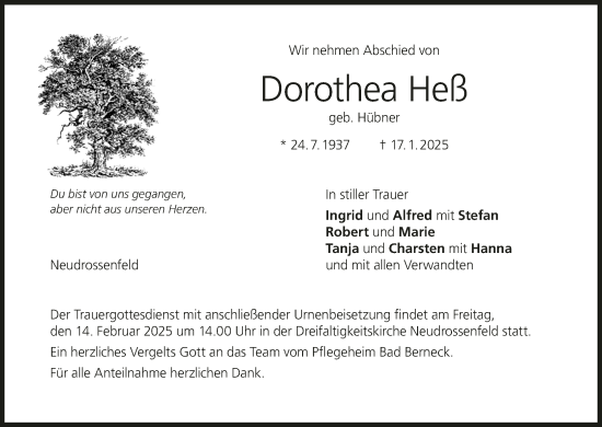 Anzeige von Dorothea Heß von MGO