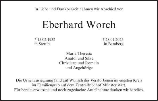 Anzeige von Eberhard Worch von MGO