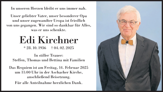 Anzeige von Edi Kirchner von MGO