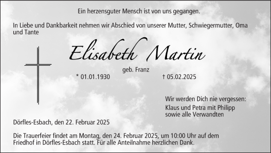 Anzeige von Elisabeth Martin von MGO