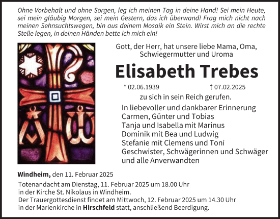 Anzeige von Elisabeth Trebes von MGO