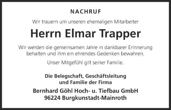 Anzeige von Elmar Trapper von MGO