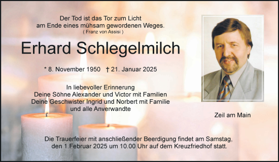 Anzeige von Erhard Schlegelmilch von MGO