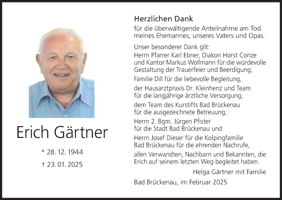 Anzeige von Erich Gärtner von MGO