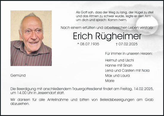 Anzeige von Erich Rügheimer von MGO