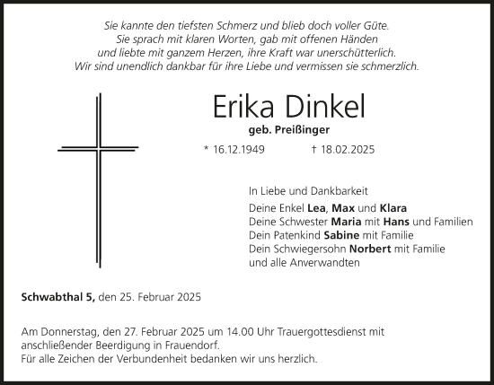 Anzeige von Erika Dinkel von MGO