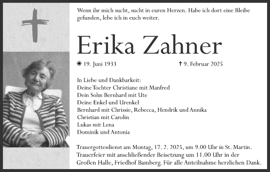 Anzeige von Erika Zahner von MGO