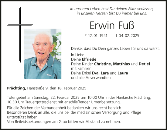 Anzeige von Erwin Fuß von MGO