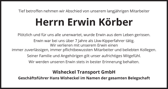 Anzeige von Erwin Körber von MGO