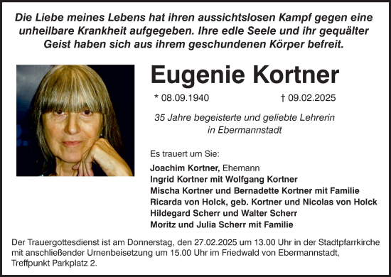 Anzeige von Eugenie Kortner von MGO