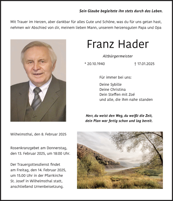 Anzeige von Franz Hader von MGO