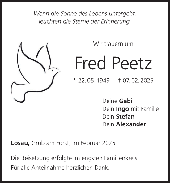 Anzeige von Fred Peetz von MGO