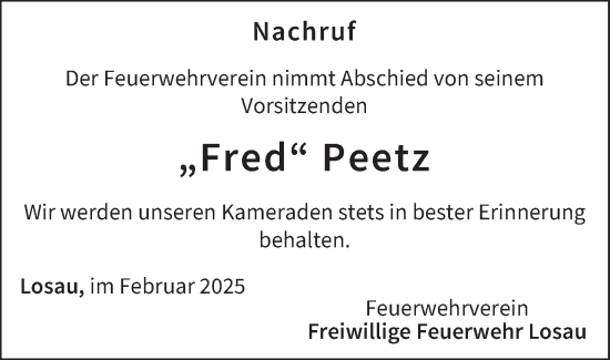 Anzeige von Fred Peetz von MGO