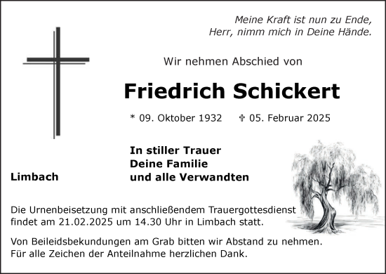 Anzeige von Friedrich Schickert von MGO