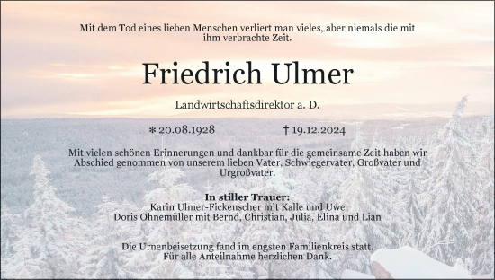 Anzeige von Friedrich Ulmer von MGO