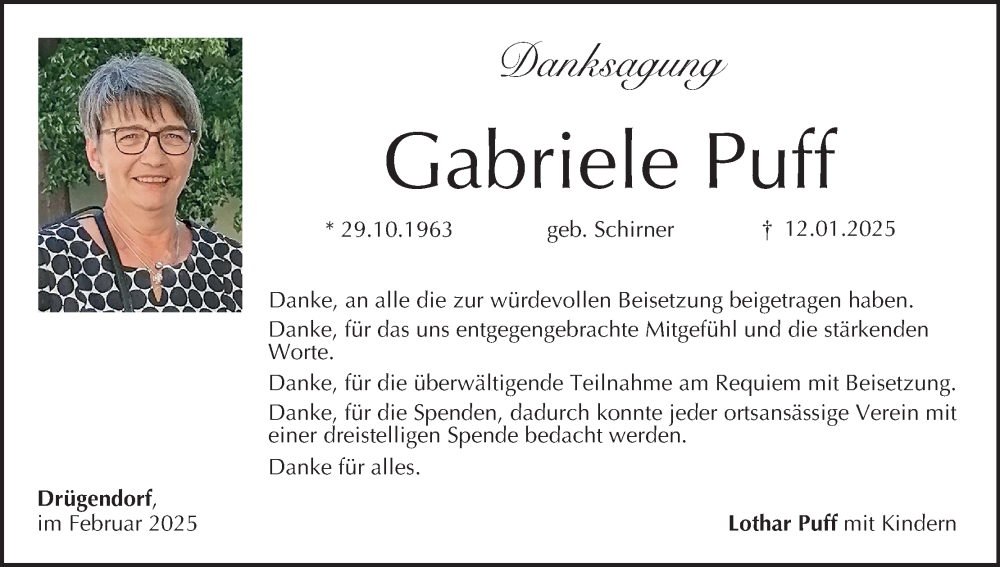  Traueranzeige für Gabriele Puff vom 22.02.2025 aus MGO