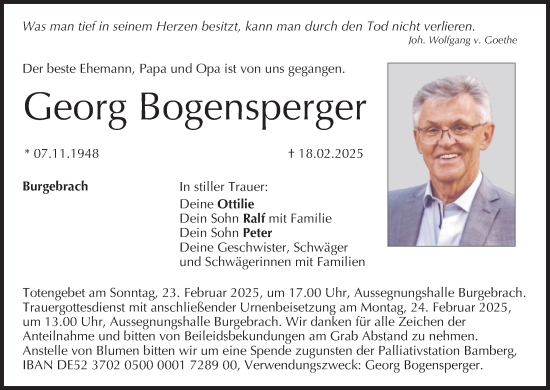 Anzeige von Georg Bogensperger von MGO