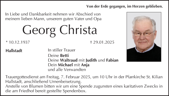 Anzeige von Georg Christa von MGO