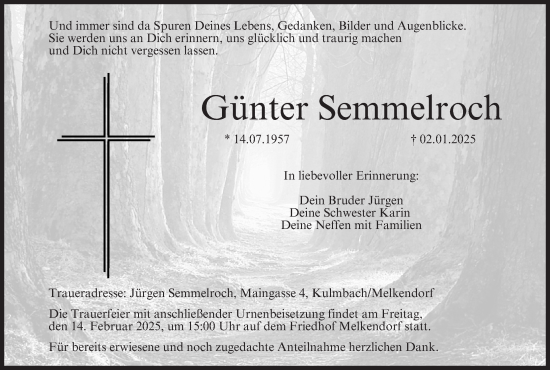 Anzeige von Günter Semmelroch von MGO