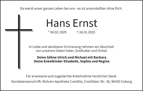 Anzeige von Hans Ernst von MGO