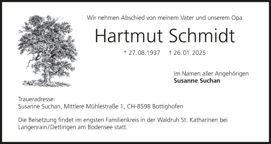 Anzeige von Hartmut Schmidt von MGO