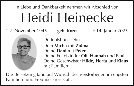 Anzeige von Heidi Heinecke von MGO